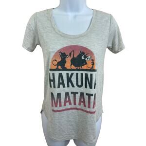 Disney The Lion King Hakuna Matata Shirt Sz XS Gray Short Sleeve Top Pumba Timon